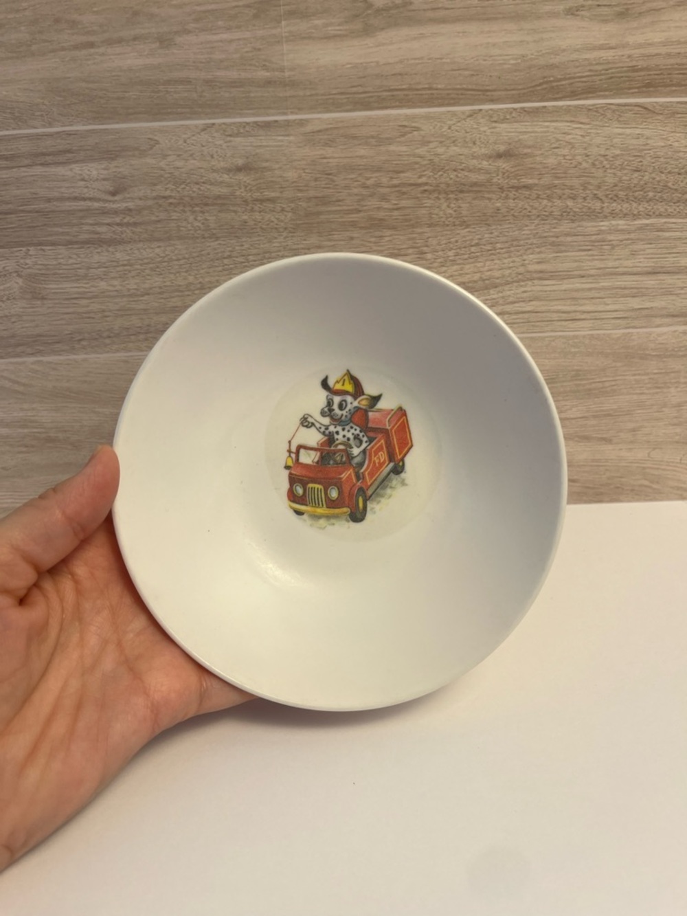 Fire Engine Animal Bowl Arrowhead Envoy VTG 1960's Child's Melamine